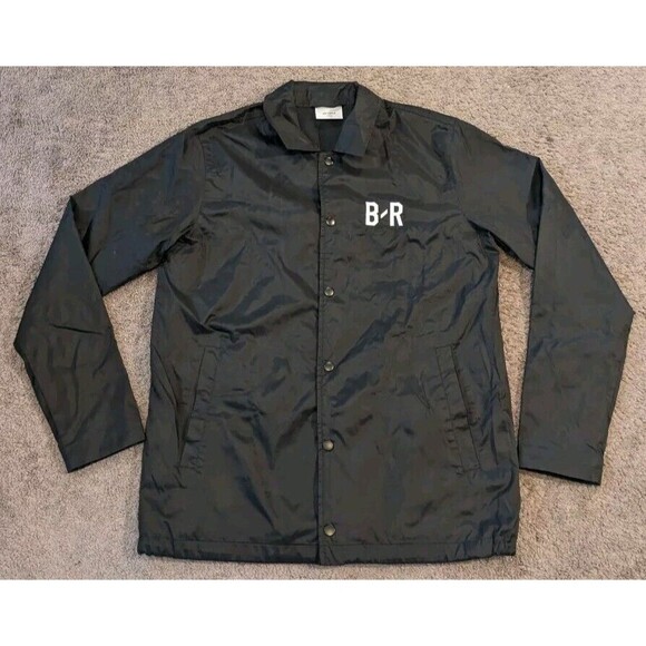 Rare Men's Bleacher Report Black Snap Button Windbreaker Jacker Size Small - Picture 1 of 6